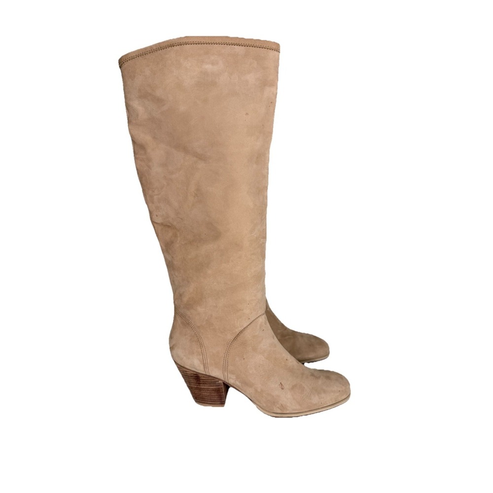 Rachel Comey Tan Suede Leather Knee High Boots Square Toe Pull On Size 8
